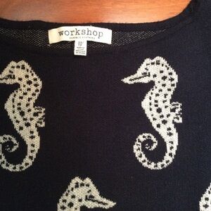 Cute Navy Blue sweater with Seahorse Design